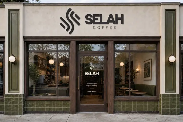 Selah Coffee storefront branding